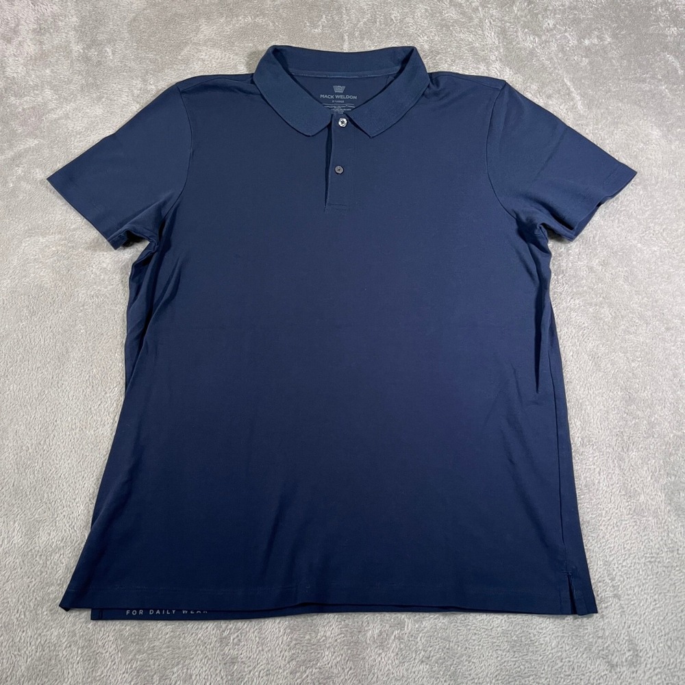 Mack Weldon Performance Polo‎ Shirt Mens XL Blue Stretch Classic Casual